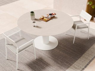 Elegant 150cm Orb Outdoor Dining Table – Alabaster Ceramic