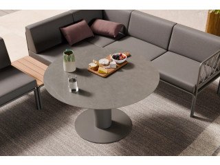 Stylish Orb LOW Dining Table 120cm – Urban Grey Ceramic Top