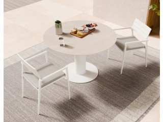 Orb Dining Table 120cm – Outdoor Elegance with Alabaster Top