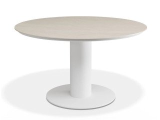 Orb Low Dining Table 120cm – Sleek Outdoor Style in Alabaster Finish