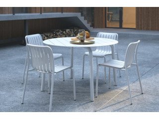 Roku Round Dining Table 120cm – Outdoor Style in Matte White