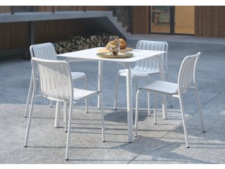 Roku Dining Table 90cm – Compact Outdoor Style in Matte White