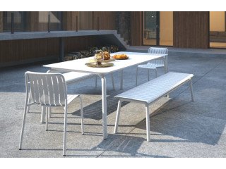 Roku Dining Table 220cm – Sleek Matte White Outdoor Style