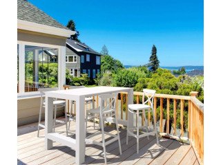 Siesta 5-Piece Outdoor Bar Table Set with Stylish Cross Bar Stools