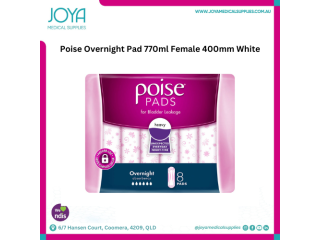Poise Overnight Pad 770ml Female 400mm White - Joya Medical Supplies