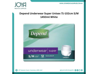 Depend Underwear Super Unisex 71-102cm S/M 1450ml White - Joya Medical Supplies