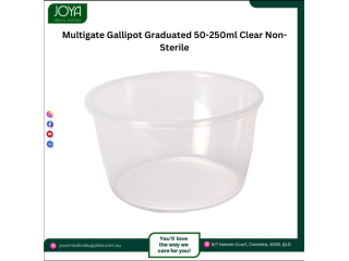 Multigate Gallipot Graduated 50-250ml Clear Non-Sterile - Joya Medical Supplies